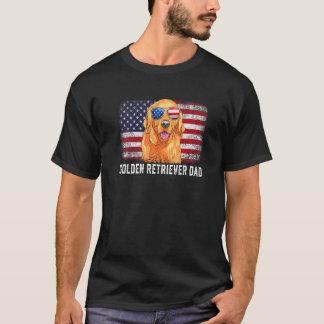 T-shirt Hommes Golden Retriever Papa American Flag Père
