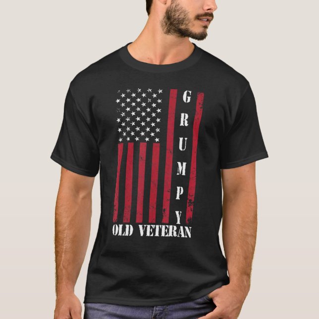 T-shirt Hommes Grumpy Vieux Vétéran Fier Nous Vétéran Retr (Devant)