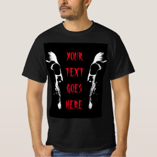 T-shirt Hommes Halloween Crâne Horreur Rouge Texte désorie