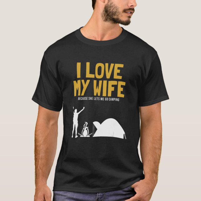 T-shirt Hommes J'Aime Ma Femme Camping Glamping Backpackin (Devant)