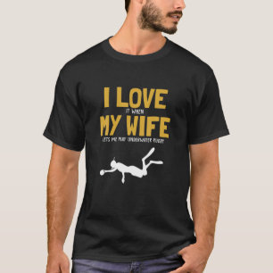 T-shirt Hommes J'Aime Ma Femme Rugby Sous L'Eau Plongeur D