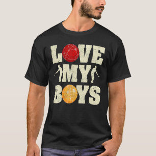 T-shirt Hommes J'Aime Mes Garçons Bocce Fête des pères Boc