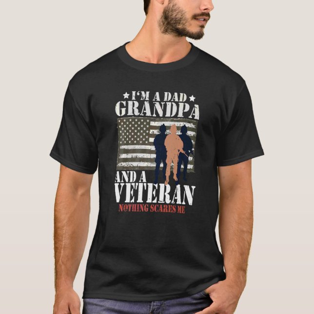T-shirt Hommes Je suis papa grand-père et vétéran Fête des (Devant)