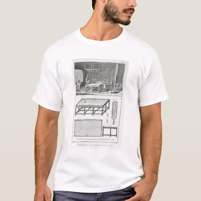 T-shirt Hommes jouant des billards, du 'DES d'Encyclopedie (Devant)
