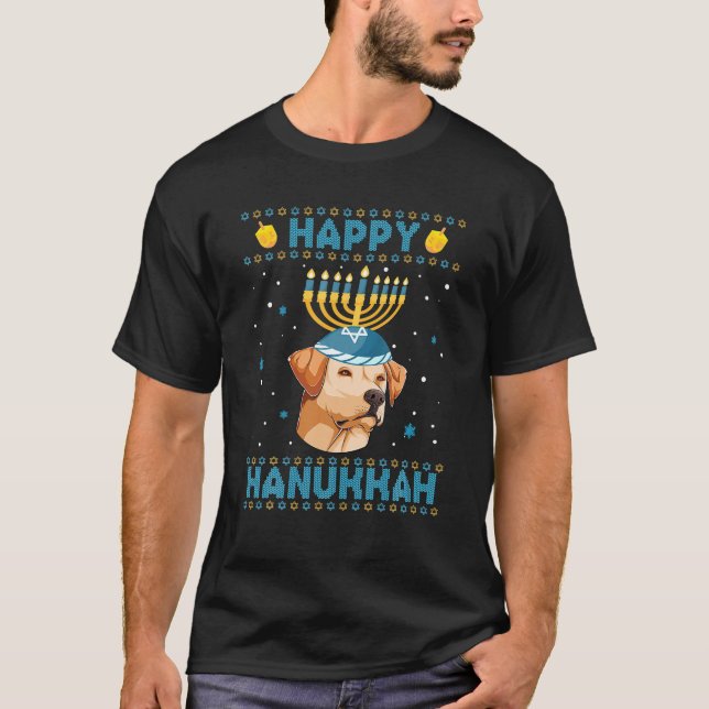 T-shirt Hommes Joyeux Hanoukka Labrador Hanoukka Doux laid (Devant)