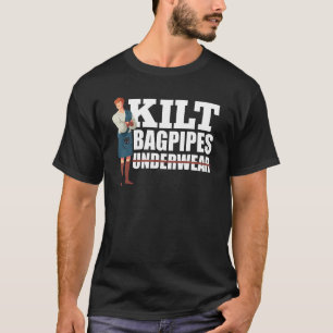 T-shirt Hommes Kilt Bagpipes Sous-vêtements Scottish Check