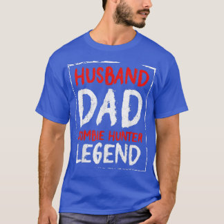 T-shirt Hommes Mari Papa Zombie Hunter Legend Funny Hallow