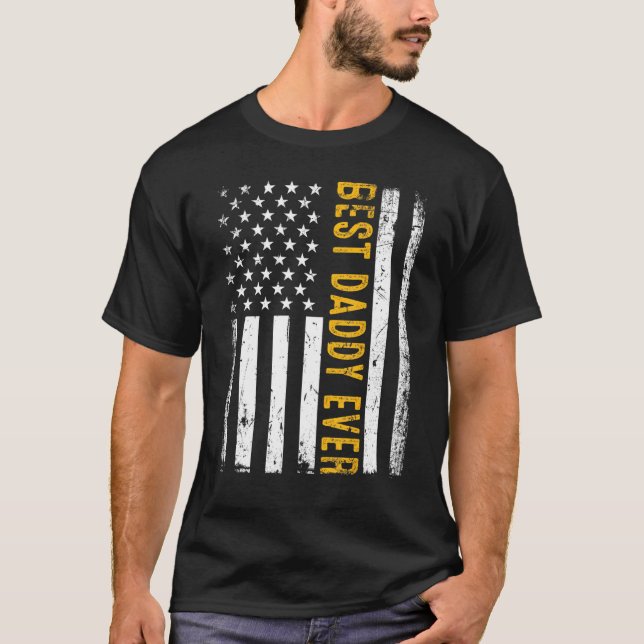 T-shirt Hommes Meilleur Papa Jamais Usa Drapeau Fière Papa (Devant)