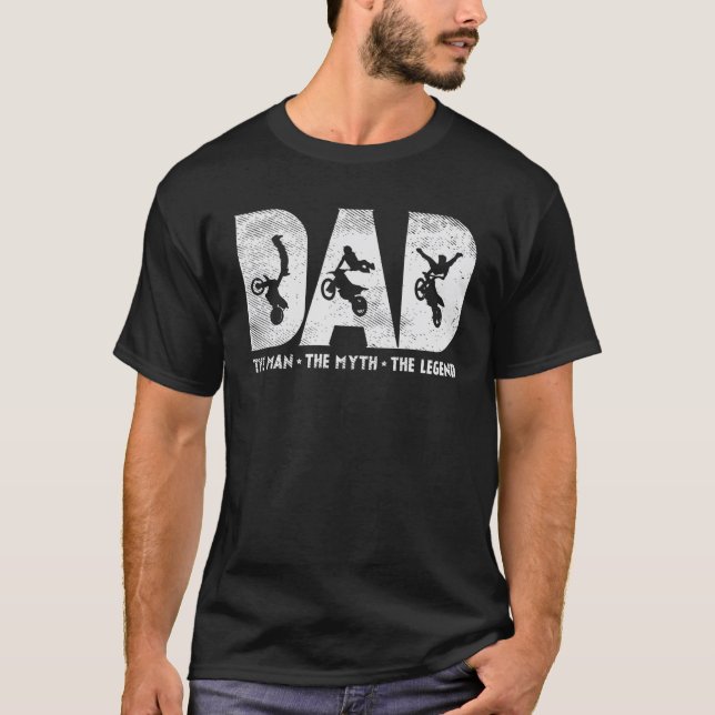 T-shirt Hommes Motocross Papa Homme Mythe Légende Dirt Bik (Devant)