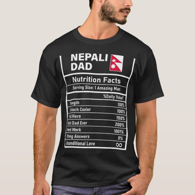 T-shirt Hommes Nepali Papa Nutrition Facts Fête des pères  (Devant)
