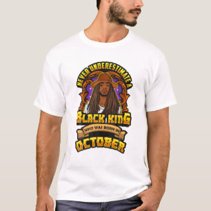 T-shirt Hommes Octobre Hommes Roi Noir Hommes Fête de nais