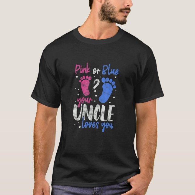T-shirt Hommes Oncle Genre Révéler Rose Ou Bleu Votre Oncl (Devant)
