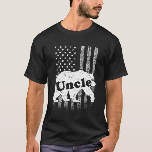 T-shirt Hommes Oncle Ours Camouflage américain Drapeau cad (Devant)