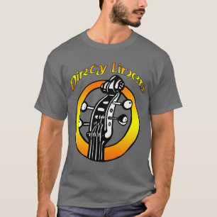 T-shirt Hommes oranges et logo jaune sur la chemise foncé