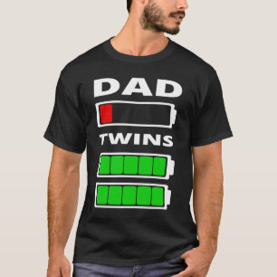 T-shirt Hommes Papa Fatigué Faible batterie Jumeaux Drôle