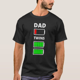 T-shirt Hommes Papa Fatigué Faible Batterie Jumeaux Plein