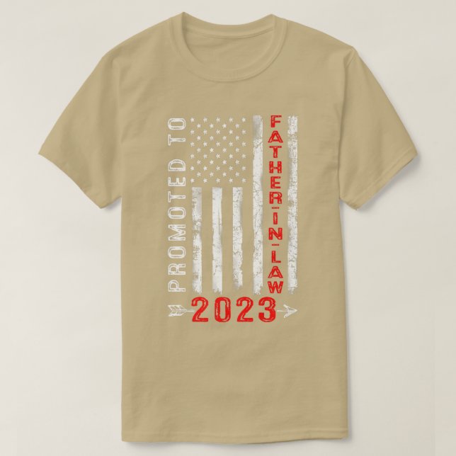 T-shirt Hommes Patriotique Promu À PèreInLaw 2023 USA Am (Design devant)