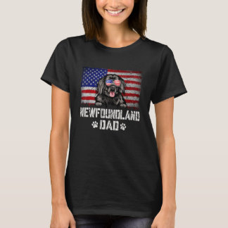 T-shirt Hommes Patriotique Terre-Neuve Papa Américain Drap