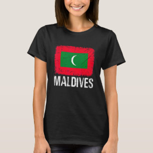 T-shirt Hommes patriotiques rétros Drapeau des Maldives en