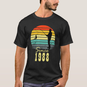 T-shirt Hommes Pêche 35e anniversaire depuis 1988 Sunset F