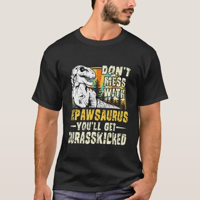 T-shirt Hommes Pepaw T Rex Saurus Papasaurus Dinosaures Ho (Devant)