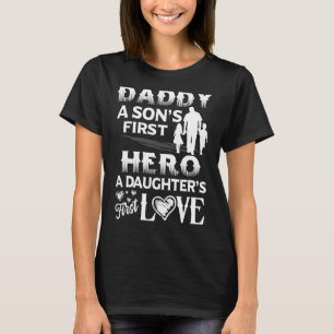 T-shirt Hommes Père Day Papa Fils Premier héros Filles Wi-