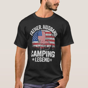 T-shirt Hommes Père Mari Camping Légende Drapeau américain
