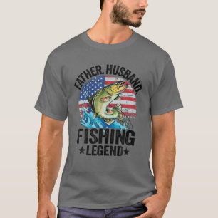 T-shirt Hommes Père Mari Légende de pêche Drapeau américai