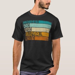 T-shirt Hommes Retro Husband Papa Hero Volleyball Legend