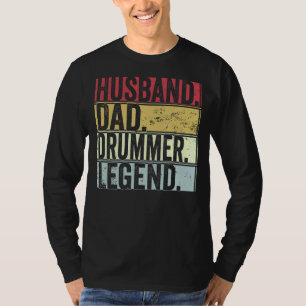 T-shirt Hommes Retro Mari Papa Drummer Légende Pour Père