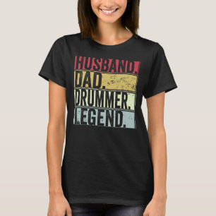 T-shirt Hommes Retro Mari Papa Drummer Légende Pour Père