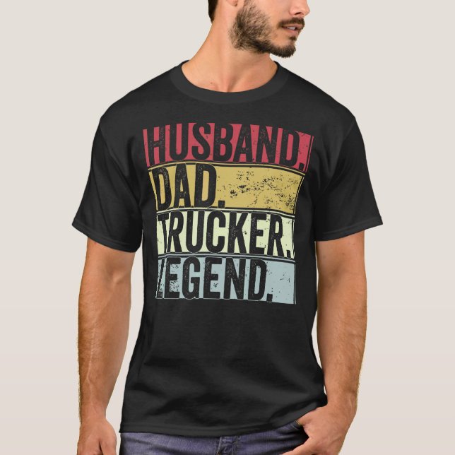 T-shirt Hommes Retro Mari Papa Trucker Légende Pour Père (Devant)