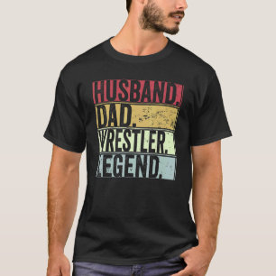 T-shirt Hommes Retro Mari Papa Wrestler Légende Pour Fathe