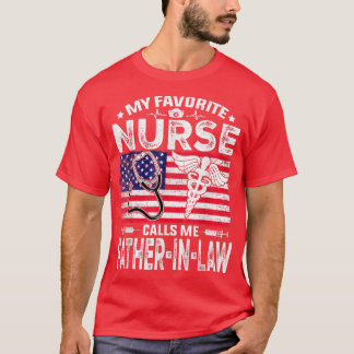 T-shirt Hommes Rétro Mon Infirmière Favorite M'Appelle Pèr