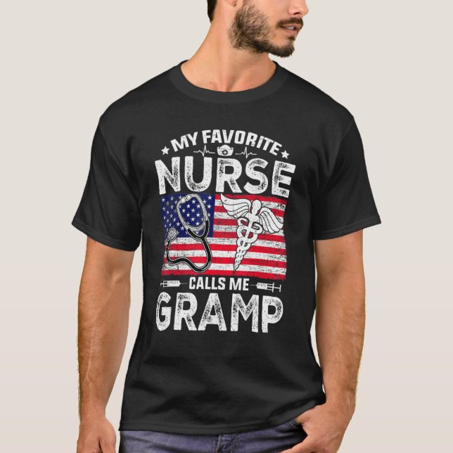 T-shirt Hommes Rétro Mon Infirmière Préférée M'Appelle Gra (Devant)