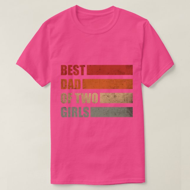 T-shirt Hommes Retro Papa de 2 Filles Faire-part (Design devant)