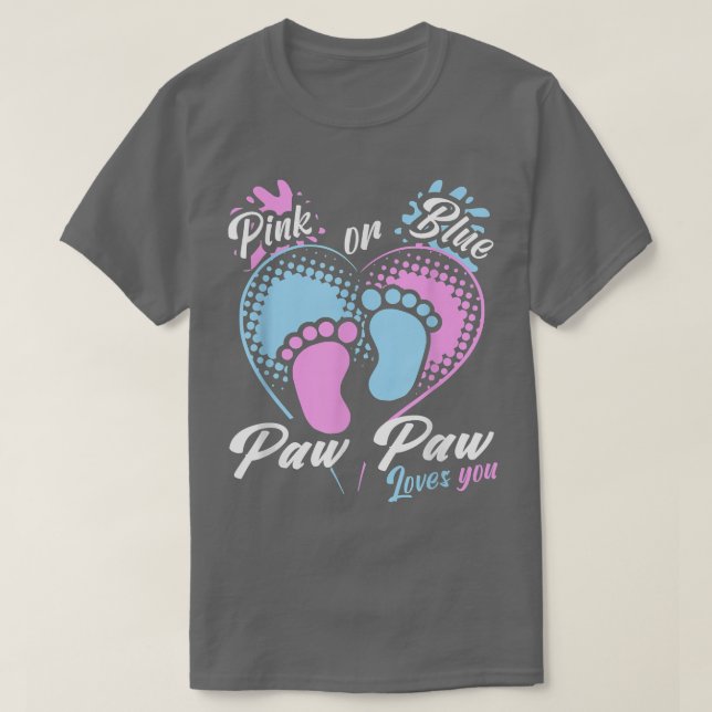 T-shirt Hommes Rose Ou Bleu Paw Paw Vous Aime Genre Révéle (Design devant)