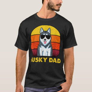 T-shirt Hommes Sibérie Husky Chien Papa Sunset Sibérie Vin