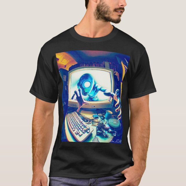 T-shirt Hommes Tee Abstrait - Sentient AI 1 (Devant)