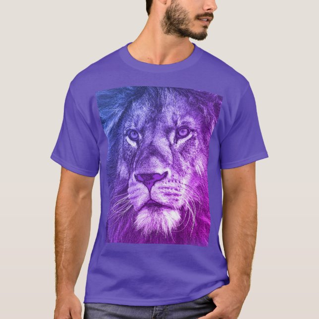 T-shirt Hommes Tee - shirts modernes Animaux Lion Face Mod (Devant)