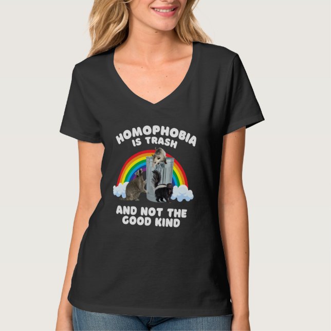 T-shirt Homophobia Is Trash LGBTQ Raccoon Skunk Possum Pri (Devant)