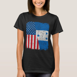 T-shirt Honduran American Flag Half USA Honduras Root Prou