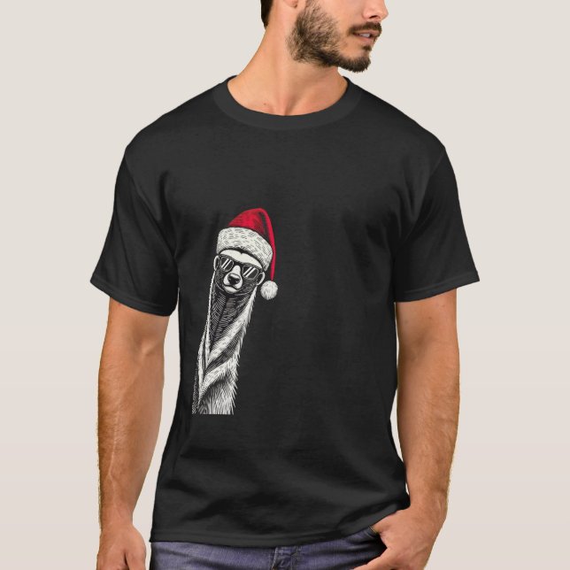 T-shirt Honey Badger Noël Santa Hat Pajama Funny Xmas (Devant)