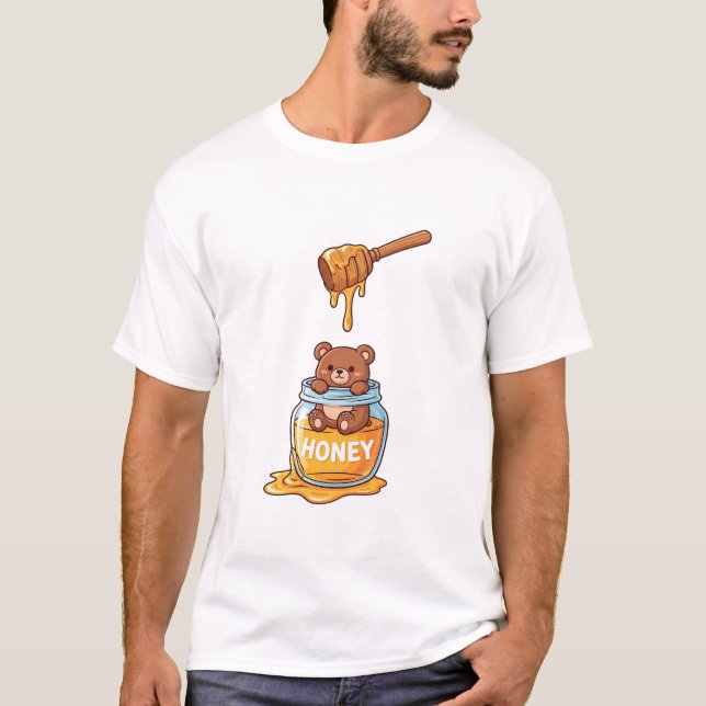 T-shirt Honey Bear Jar Cute Art (Devant)
