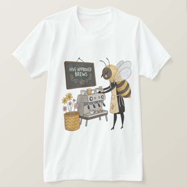 T-shirt Honey Latte Artisanat : Barista Bee & Flower Emus (Design devant)