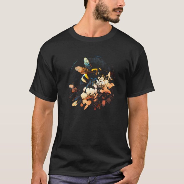 T-shirt Honeybee and bumble bee for American hive beekeepe (Devant)