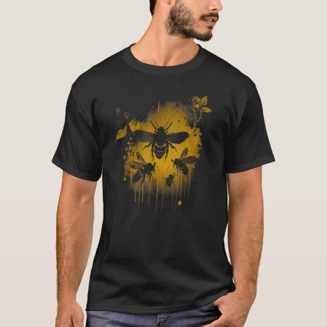 T-shirt Honeybee and bumble bee for American hive beekeepe (Devant)