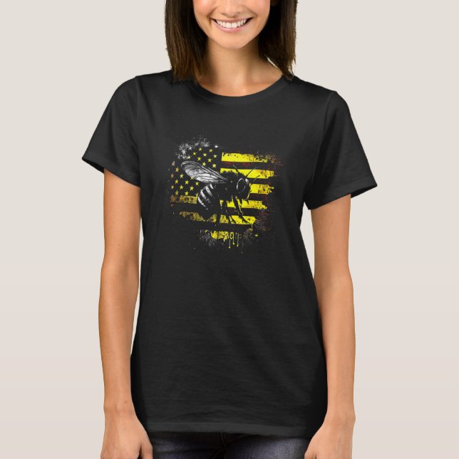 T-shirt Honeybee and bumble bee for American hive beekeepe (Devant)