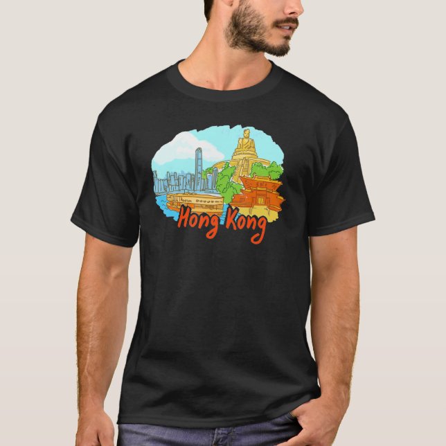 T-shirt Hong Kong City Chine souvenir pour hommes femmes 2 (Devant)