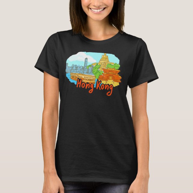 T-shirt Hong Kong City Chine souvenir pour hommes femmes 2 (Devant)